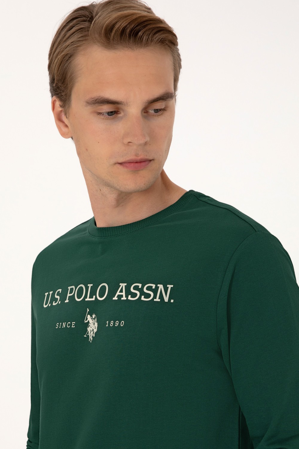 U.S. Polo Assn. Erkek Regular Fit Bisiklet Yaka Lacivert İnce Basic Sweatshirt 50313743-VR033 görsel 2