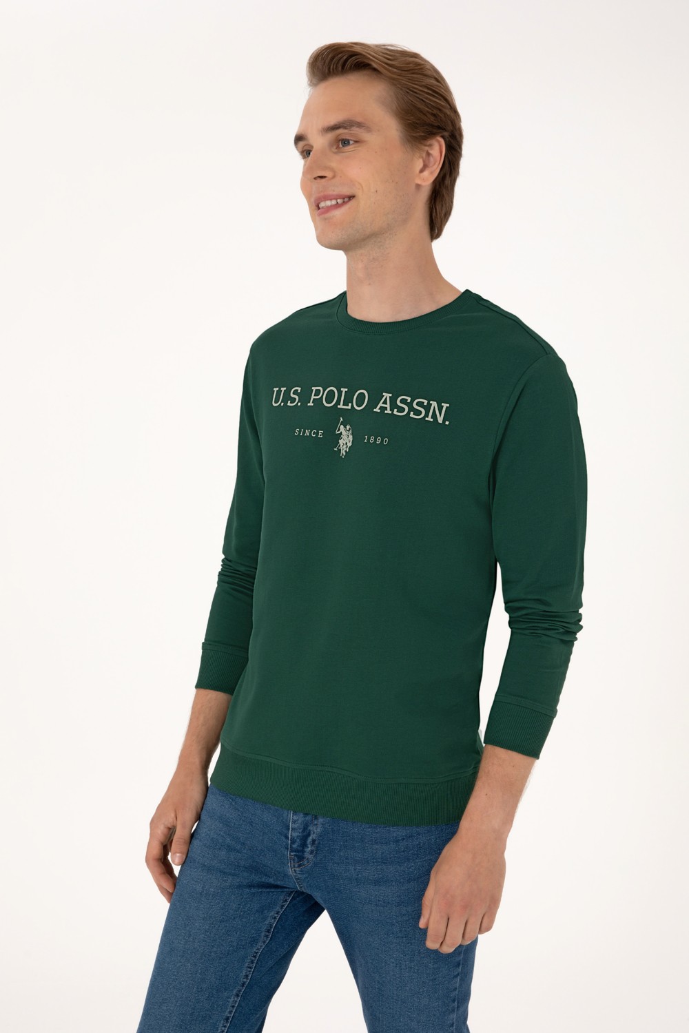 U.S. Polo Assn. Erkek Regular Fit Bisiklet Yaka Lacivert İnce Basic Sweatshirt 50313743-VR033 görsel 3