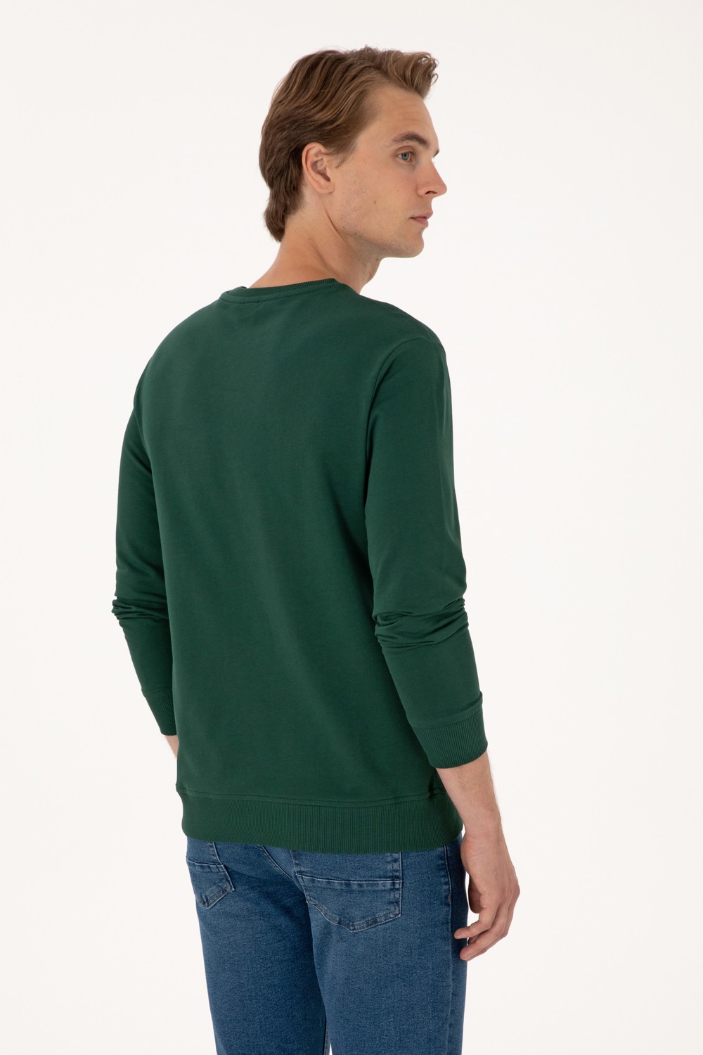 U.S. Polo Assn. Erkek Regular Fit Bisiklet Yaka Lacivert İnce Basic Sweatshirt 50313743-VR033 görsel 5