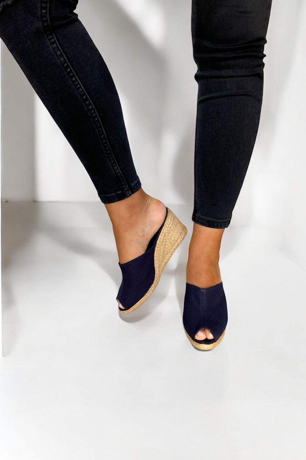 Y&D Shoes Kadın Yazlık Keten Espadril Sandalet Terlik | Dolgu Topuk | Rahat Kalıp