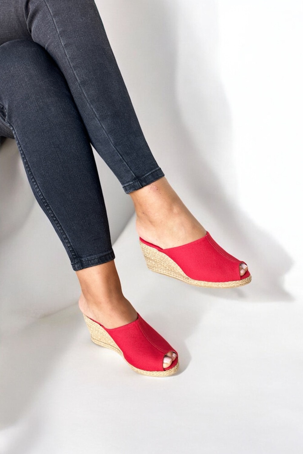 Y&D Shoes Kadın Yazlık Keten Espadril Sandalet Terlik | Dolgu Topuk | Rahat Kalıp görsel 6