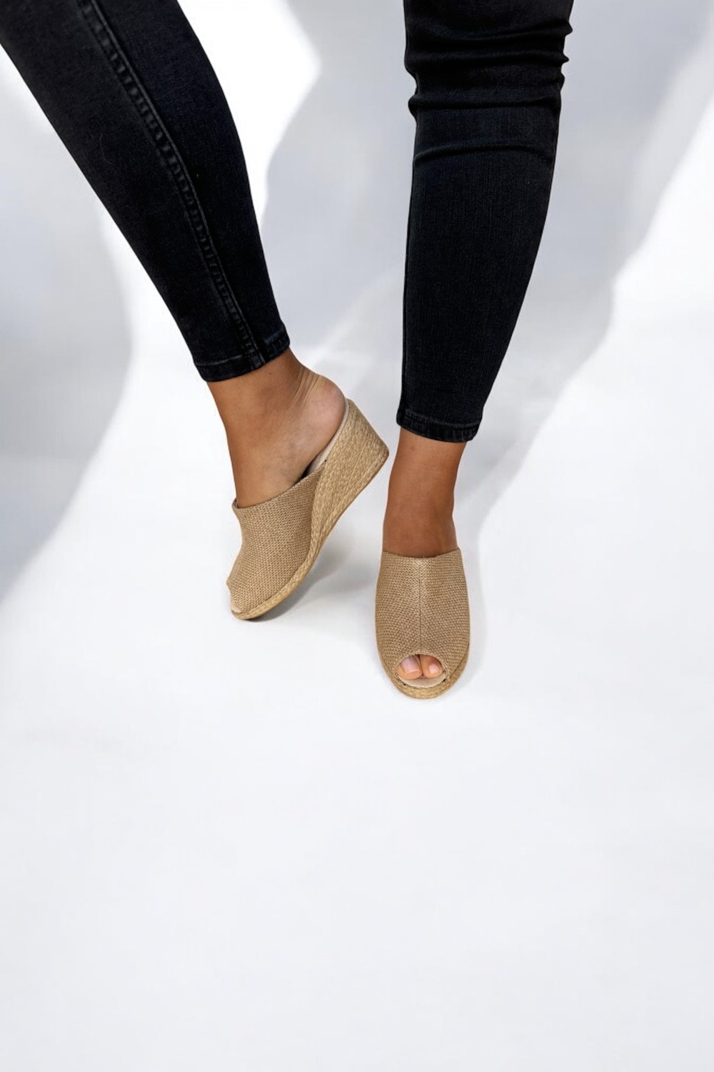 Y&D Shoes Kadın Yazlık Keten Espadril Sandalet Terlik | Dolgu Topuk | Rahat Kalıp