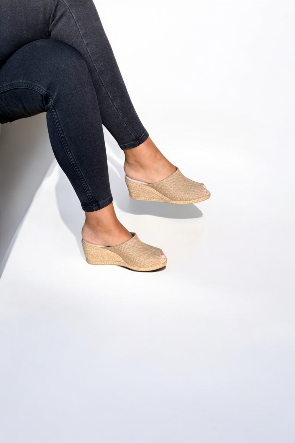 Y&D Shoes Kadın Yazlık Keten Espadril Sandalet Terlik | Dolgu Topuk | Rahat Kalıp görsel 8