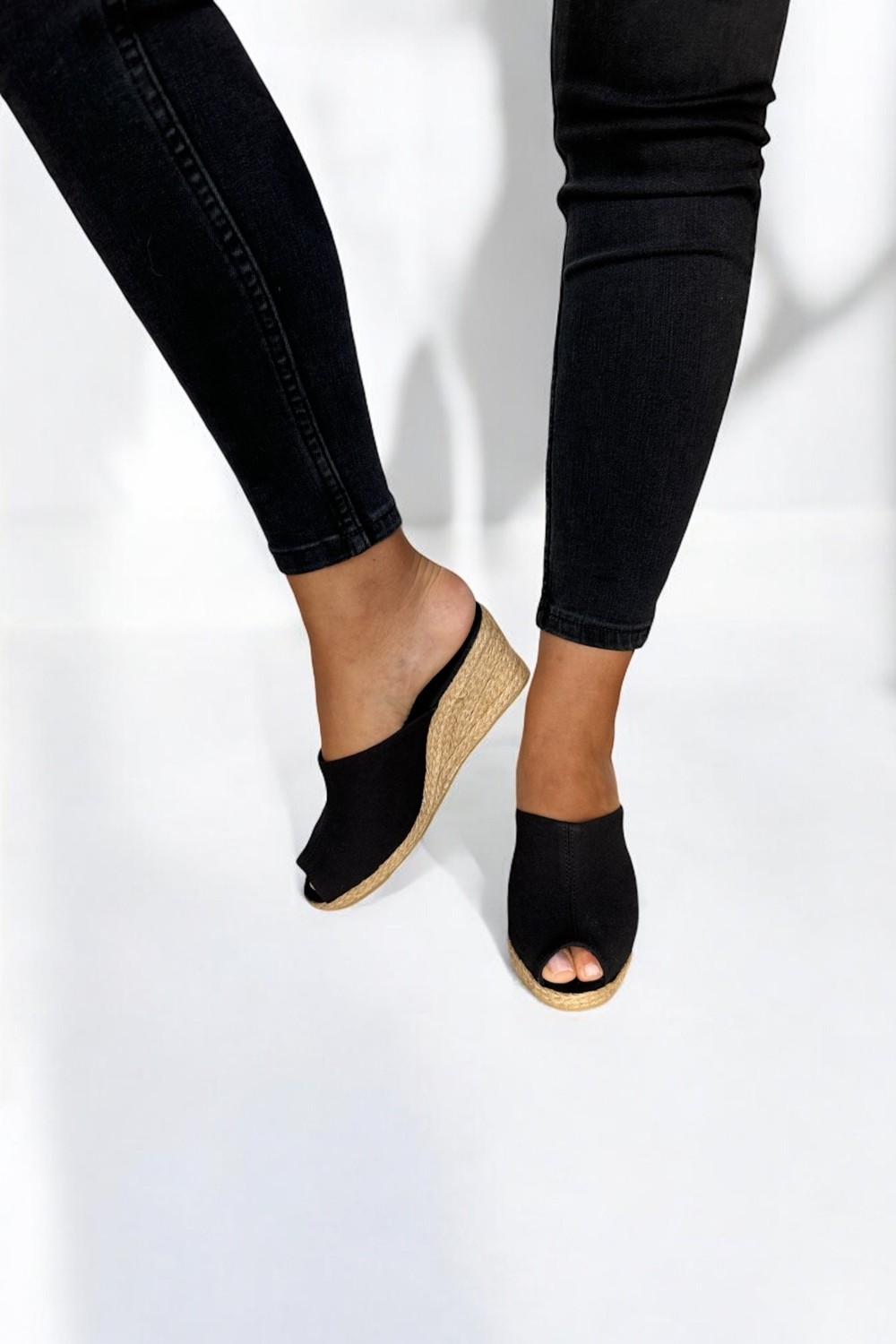 Y&D Shoes Kadın Yazlık Keten Espadril Sandalet Terlik | Dolgu Topuk | Rahat Kalıp