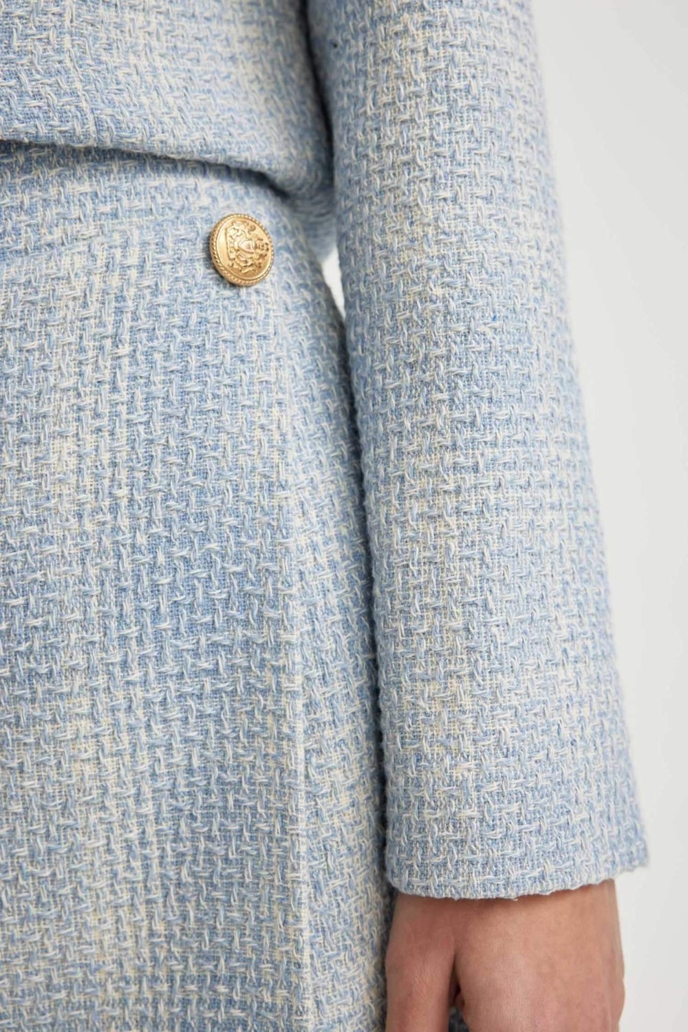 DeFacto Yüksek Bel Kareli Tweed Mini Şort Etek C5532AX24SM görsel 8