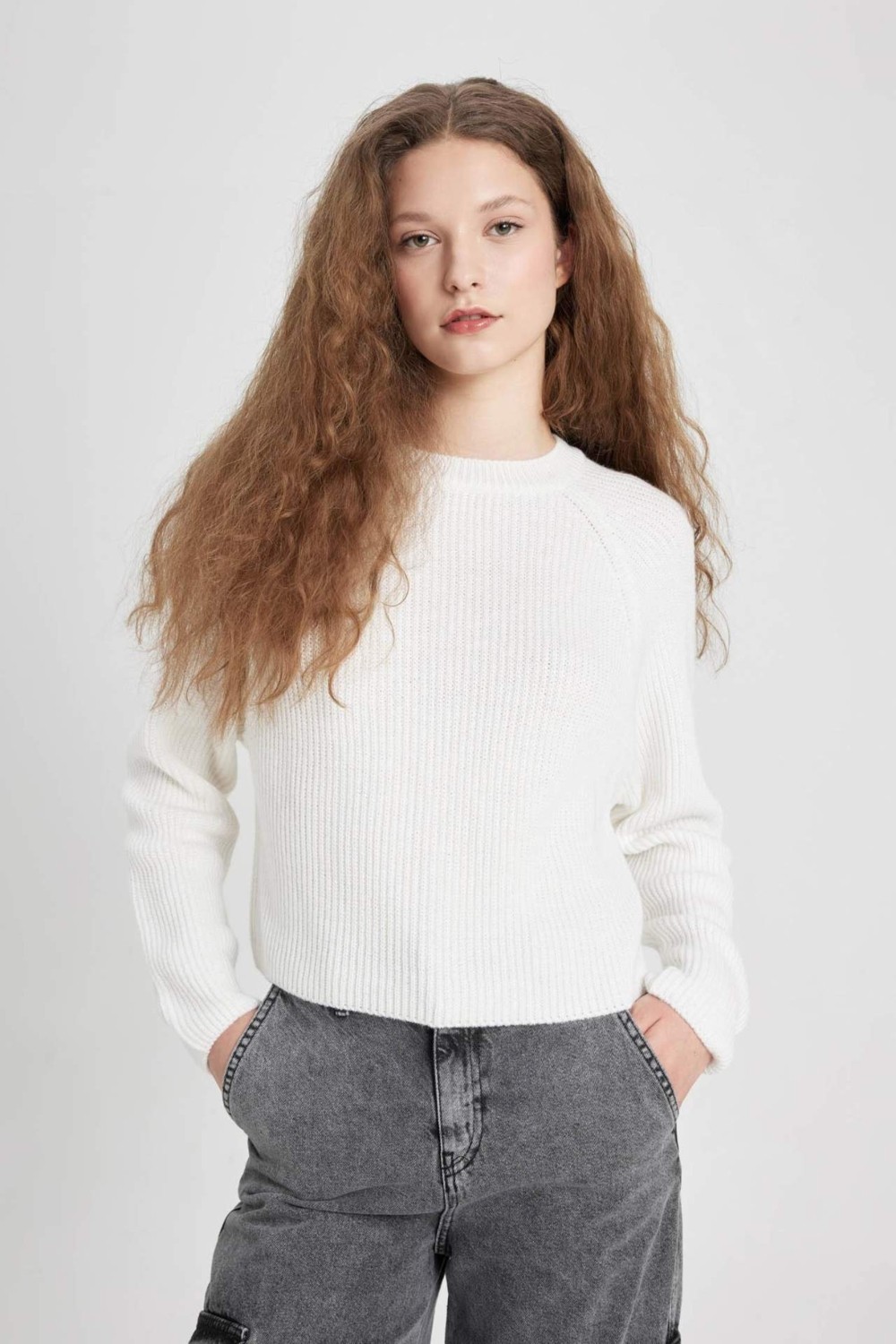 DeFacto Coool Regular Fit Bisiklet Yaka Basic Düz Triko Kazak L2567AZ24WN görsel 8