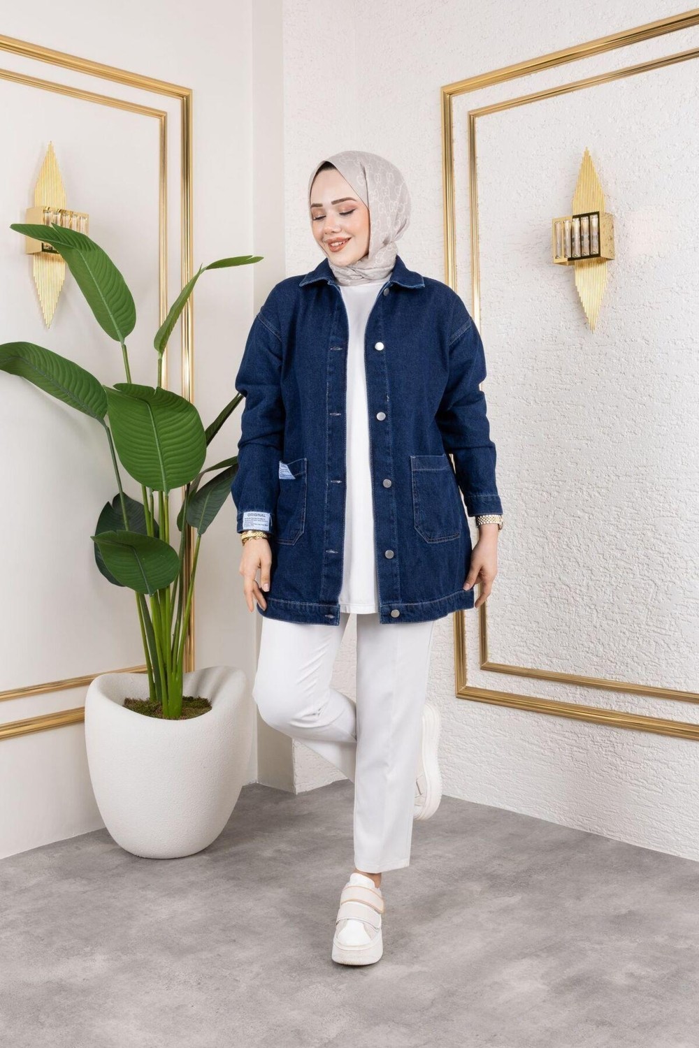 Harman Butik Kadın Cepli Düğmeli Kot Ceket Siyah Normal Yaka Dokuma Kumaş Günlük Kullanıma Uygun görsel 2