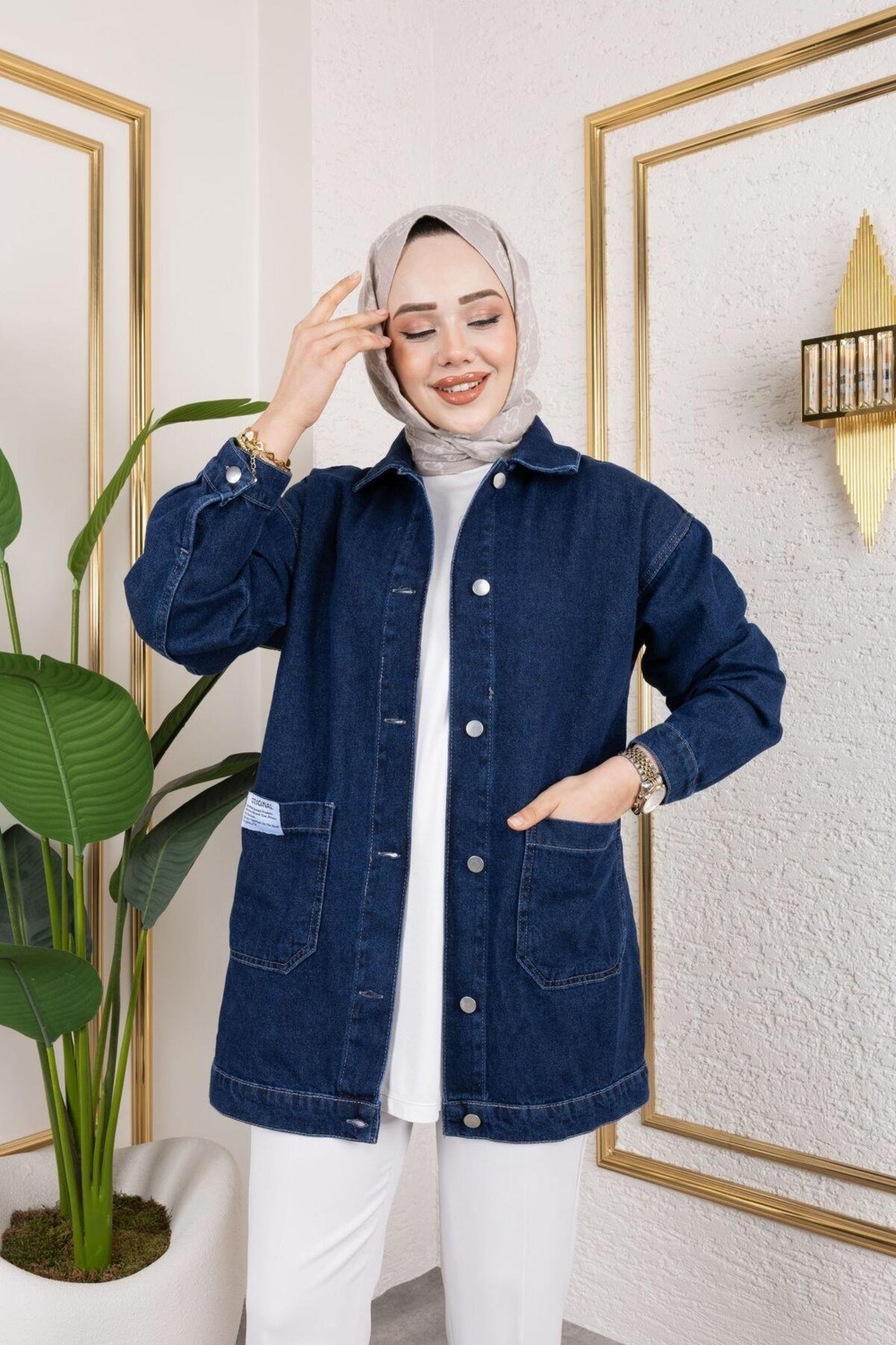 Harman Butik Kadın Cepli Düğmeli Kot Ceket Siyah Normal Yaka Dokuma Kumaş Günlük Kullanıma Uygun görsel 3