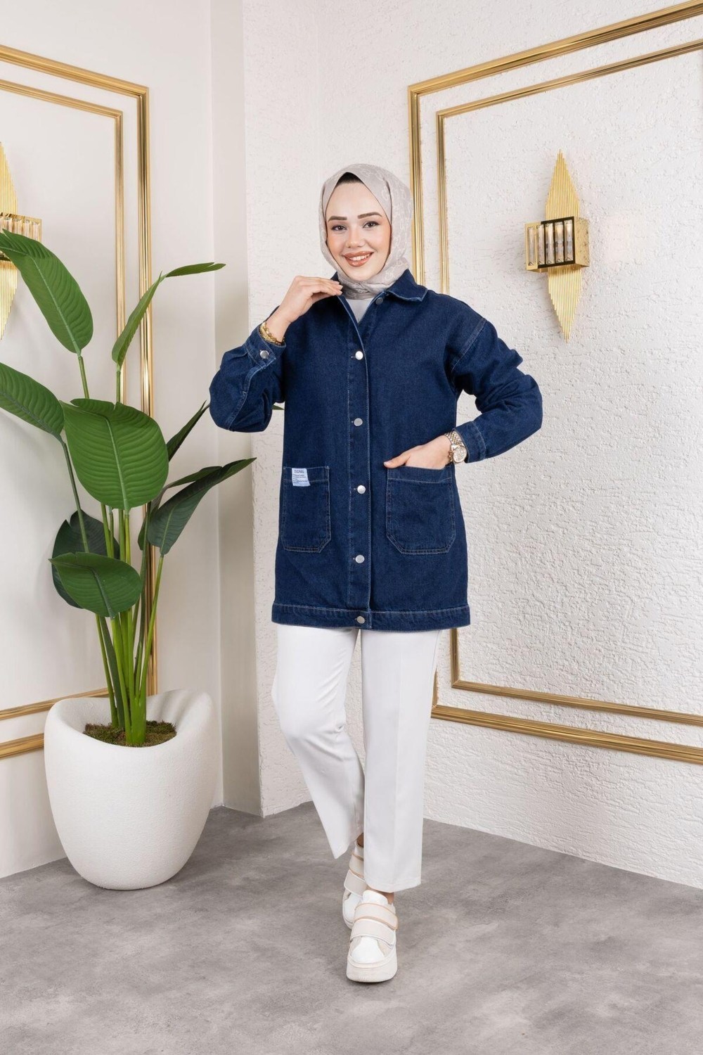 Harman Butik Kadın Cepli Düğmeli Kot Ceket Siyah Normal Yaka Dokuma Kumaş Günlük Kullanıma Uygun görsel 4