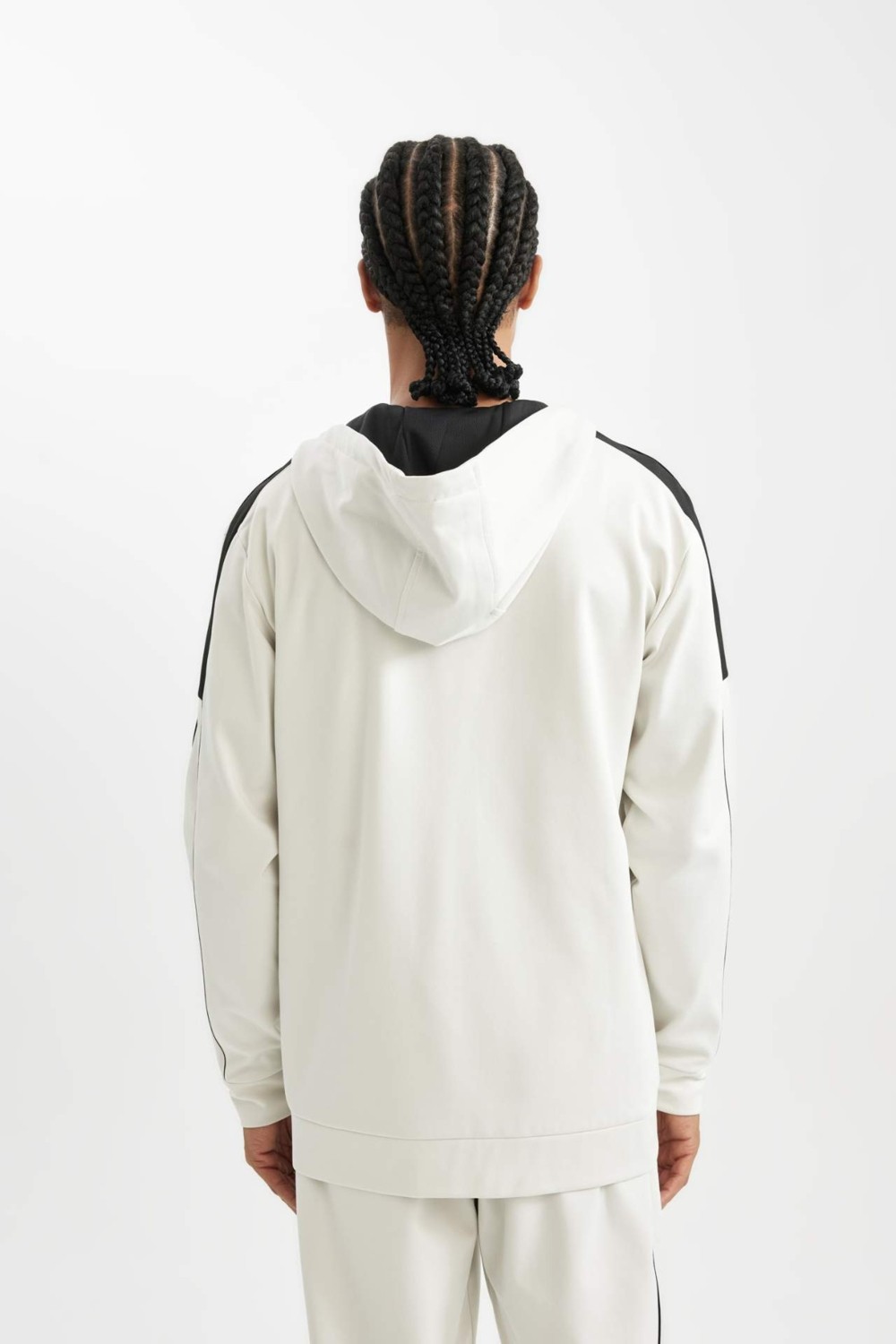 DeFacto Fit Standart Fit Normal Kesim Skuba Dalgıç Kumaş Kapüşonlu Sporcu Fermuarlı Sweatshirt B4535AX24AU görsel 8