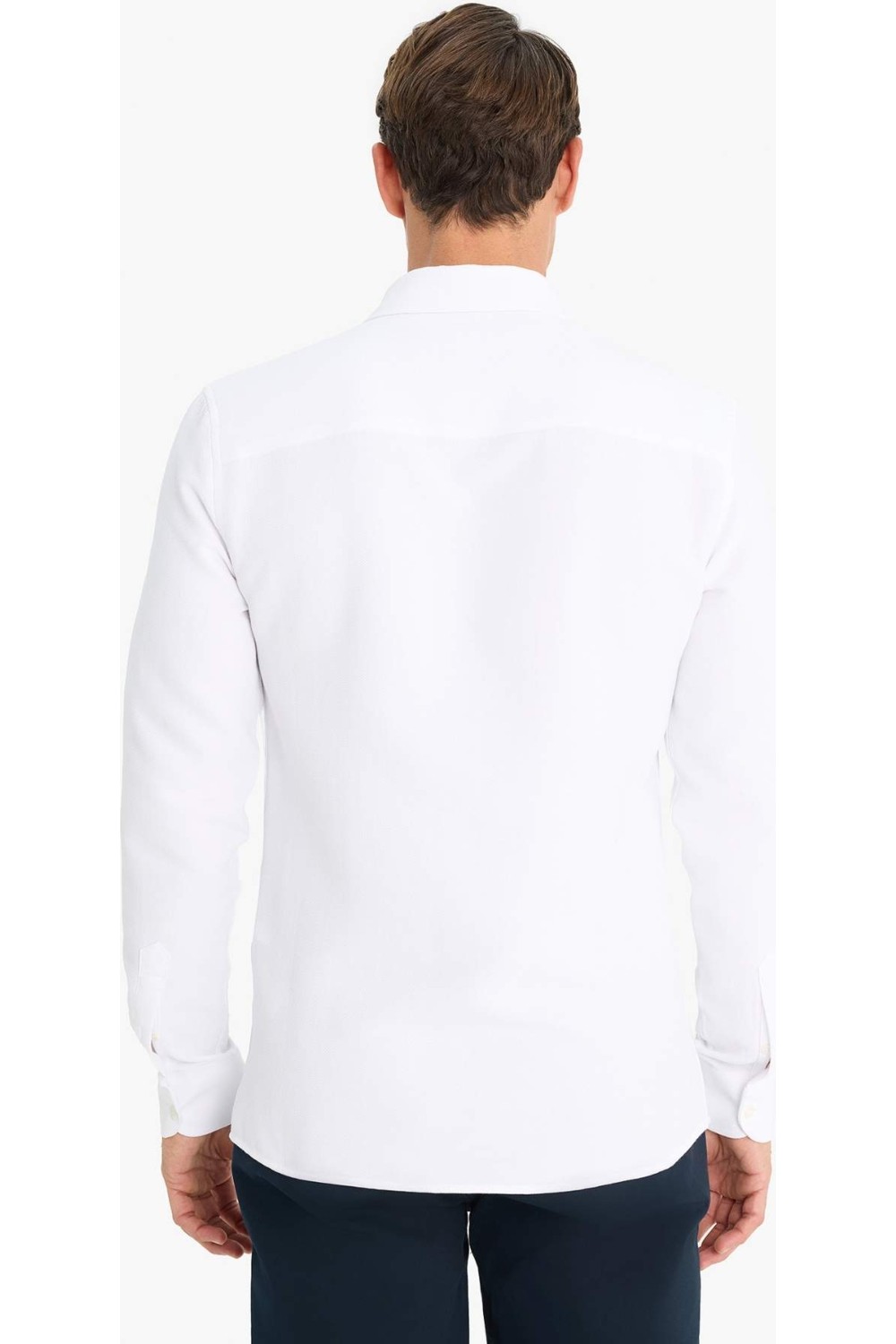 DeFacto Slim Fit Polo Yaka Dokulu Uzun Kollu Gömlek T2066AZ25SP görsel 6