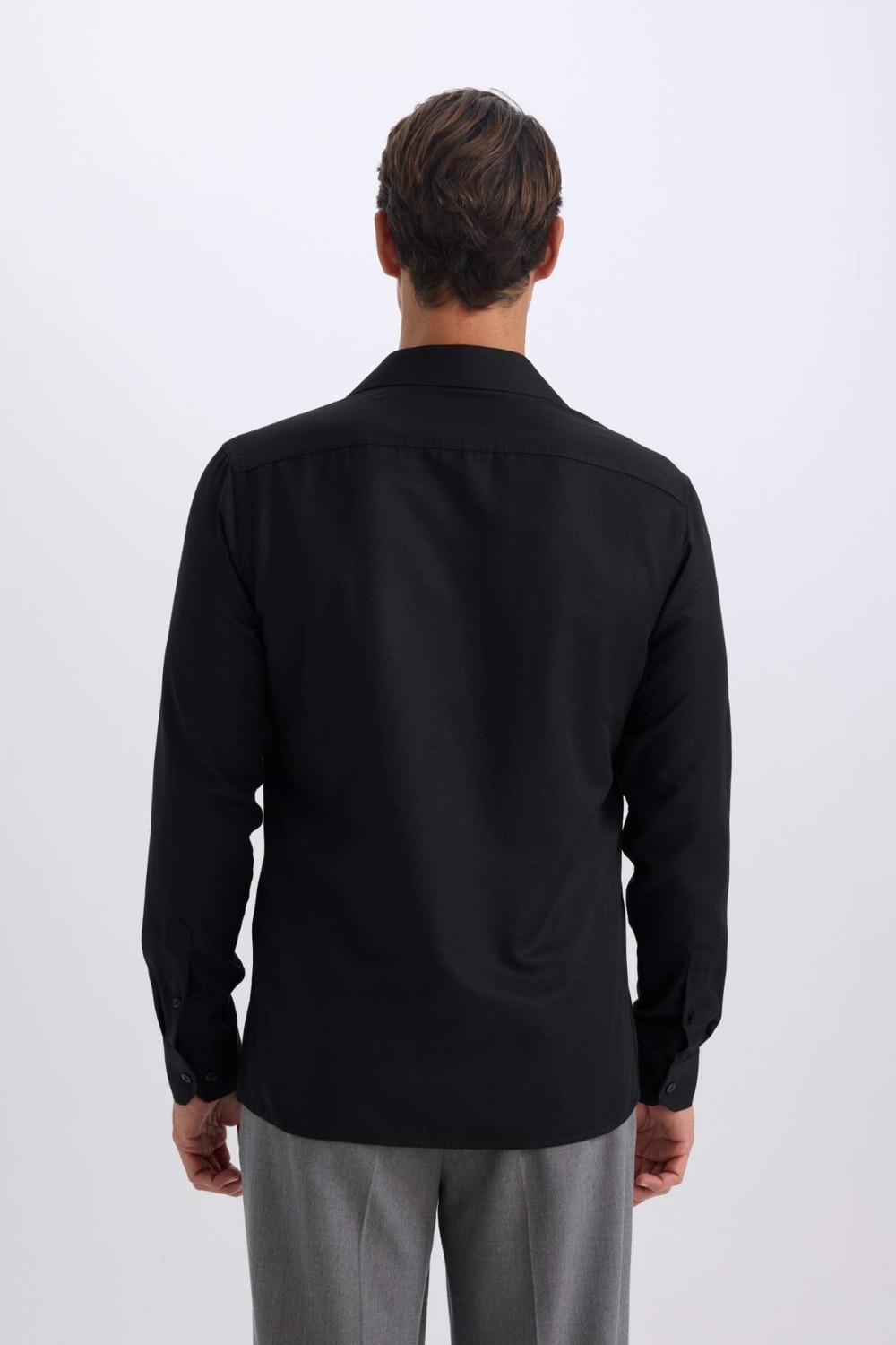 DeFacto Slim Fit Dar Kesim Polo Yaka Kolay Ütülenen Oxford Basic Düz Uzun Kollu Gömlek R4340AZ25SP görsel 6