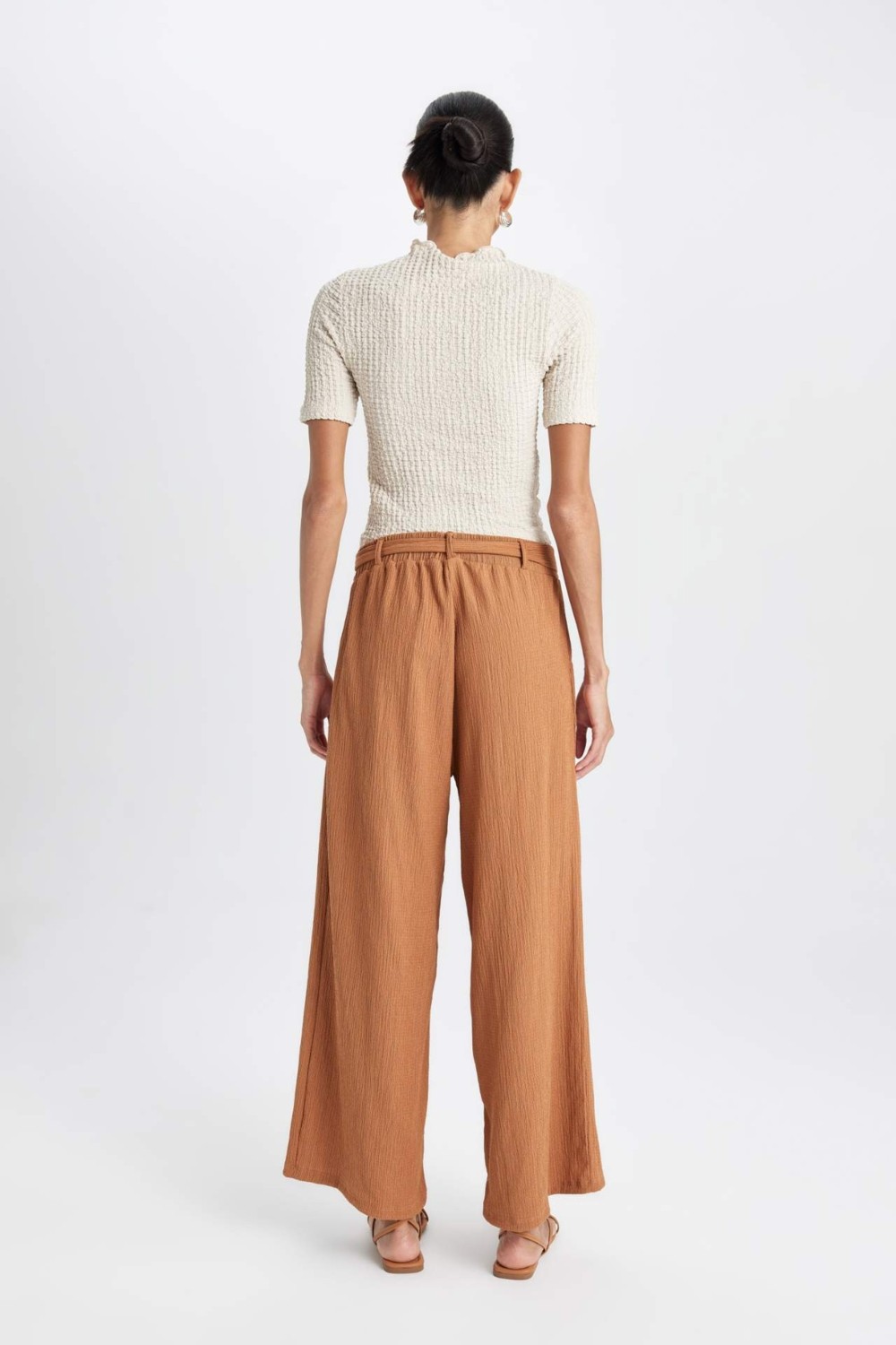 DeFacto Culotte Geniş Paça Bürümcük Kapri görsel 6