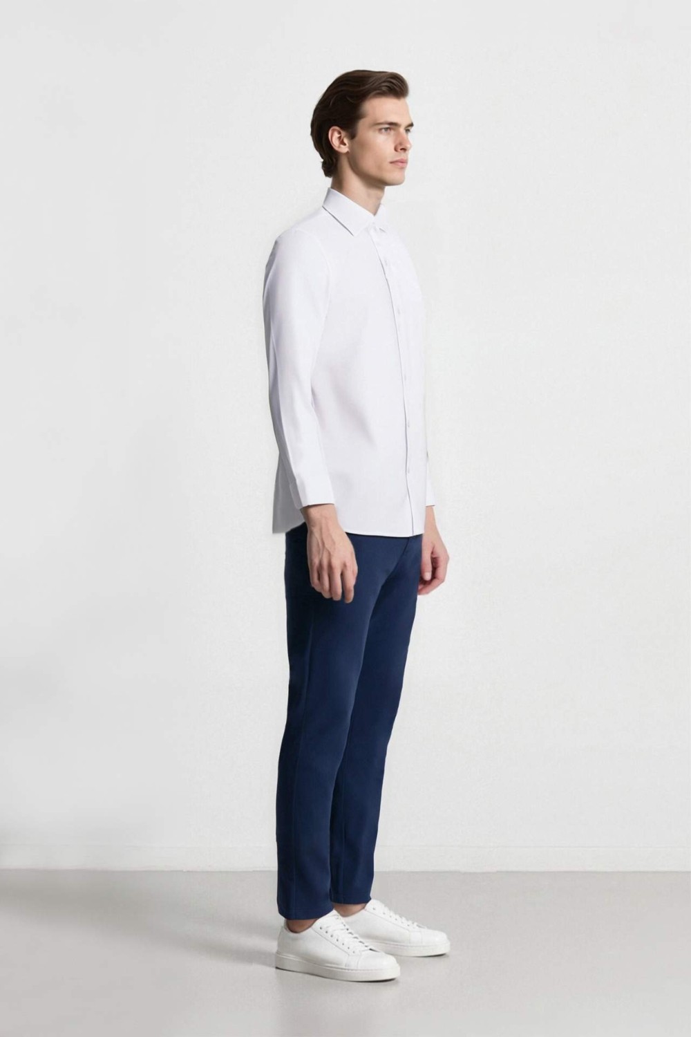 DeFacto Tailored Fit Düz Paça Her Yöne Esneyen Yumuşak Tuşe Cepli Pantolon C7508AX25SP görsel 6