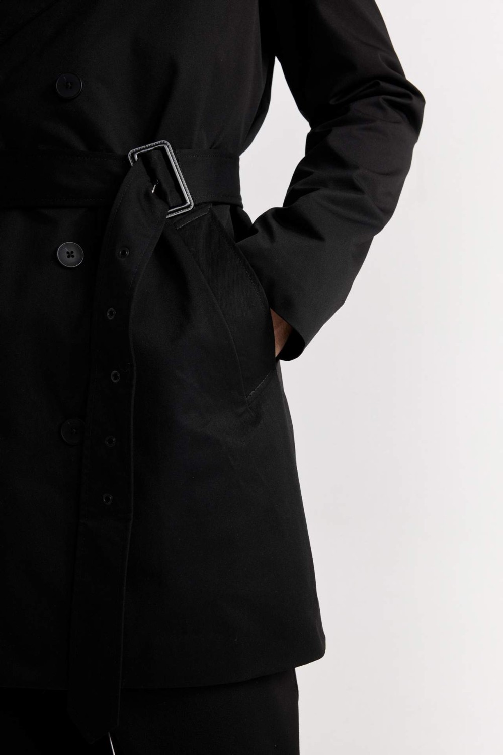 DeFacto Slim Fit Dar Kesim Düğmeli Kemerli Trençkot D5528AX25SP görsel 7