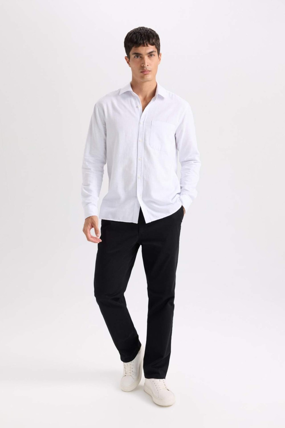 DeFacto Regular Fit Normal Kesim Yazlık Düz Paça Chino Kanvas Pantolon D7349AX25SP görsel 6