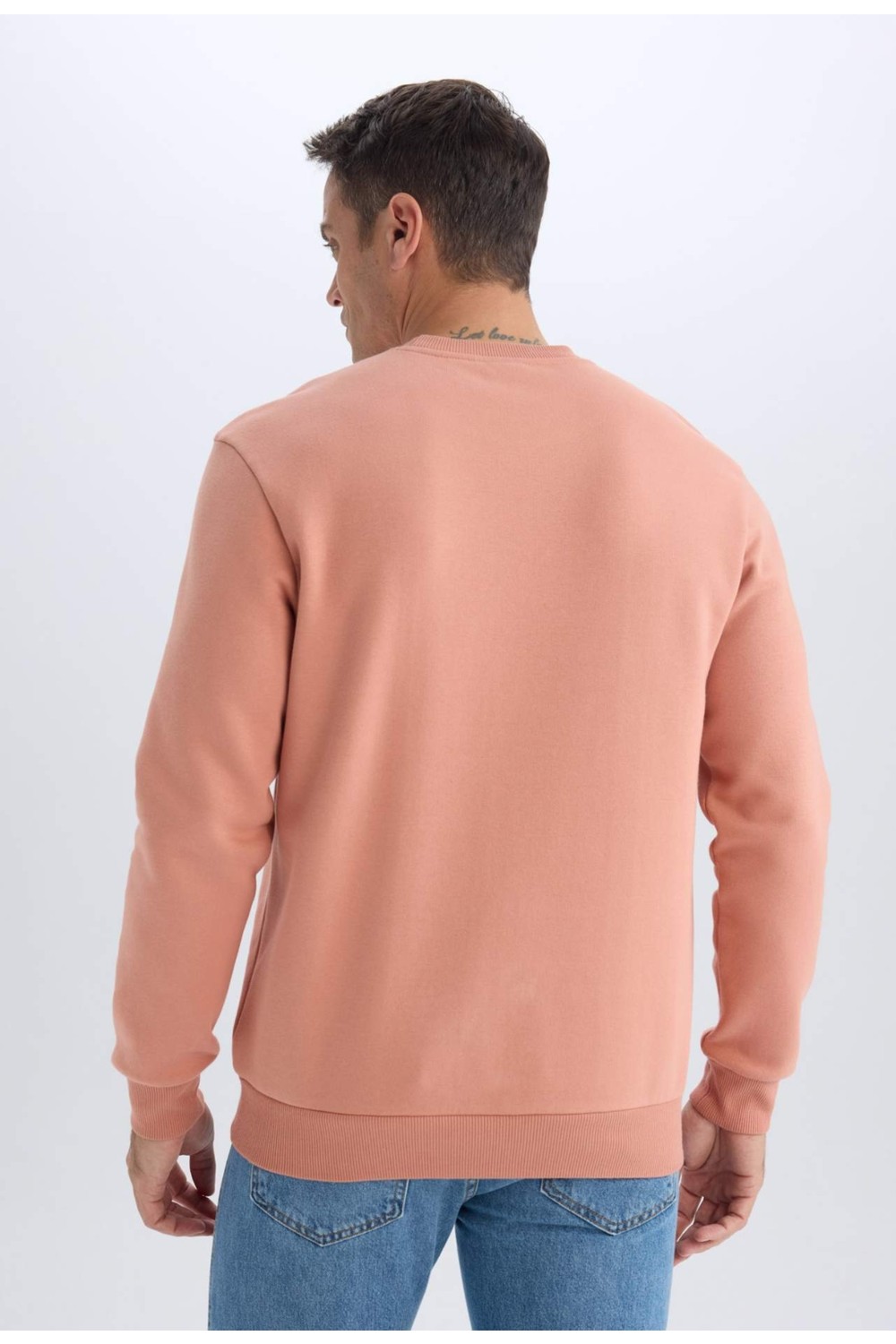 DeFacto Regular Fit Bisiklet Yaka Kalın Basic Düz Sweatshirt T3777AZ25SP görsel 6