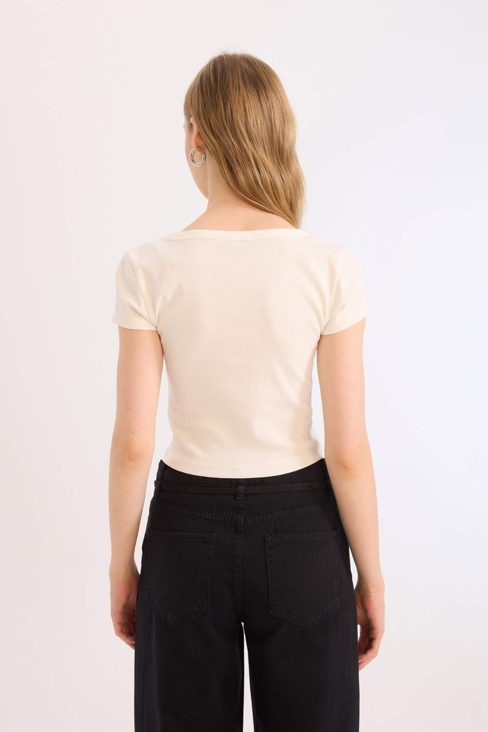 DeFacto Fitted Fitilli Kaşkorse Basic Tişört E0290AX25SM görsel 7