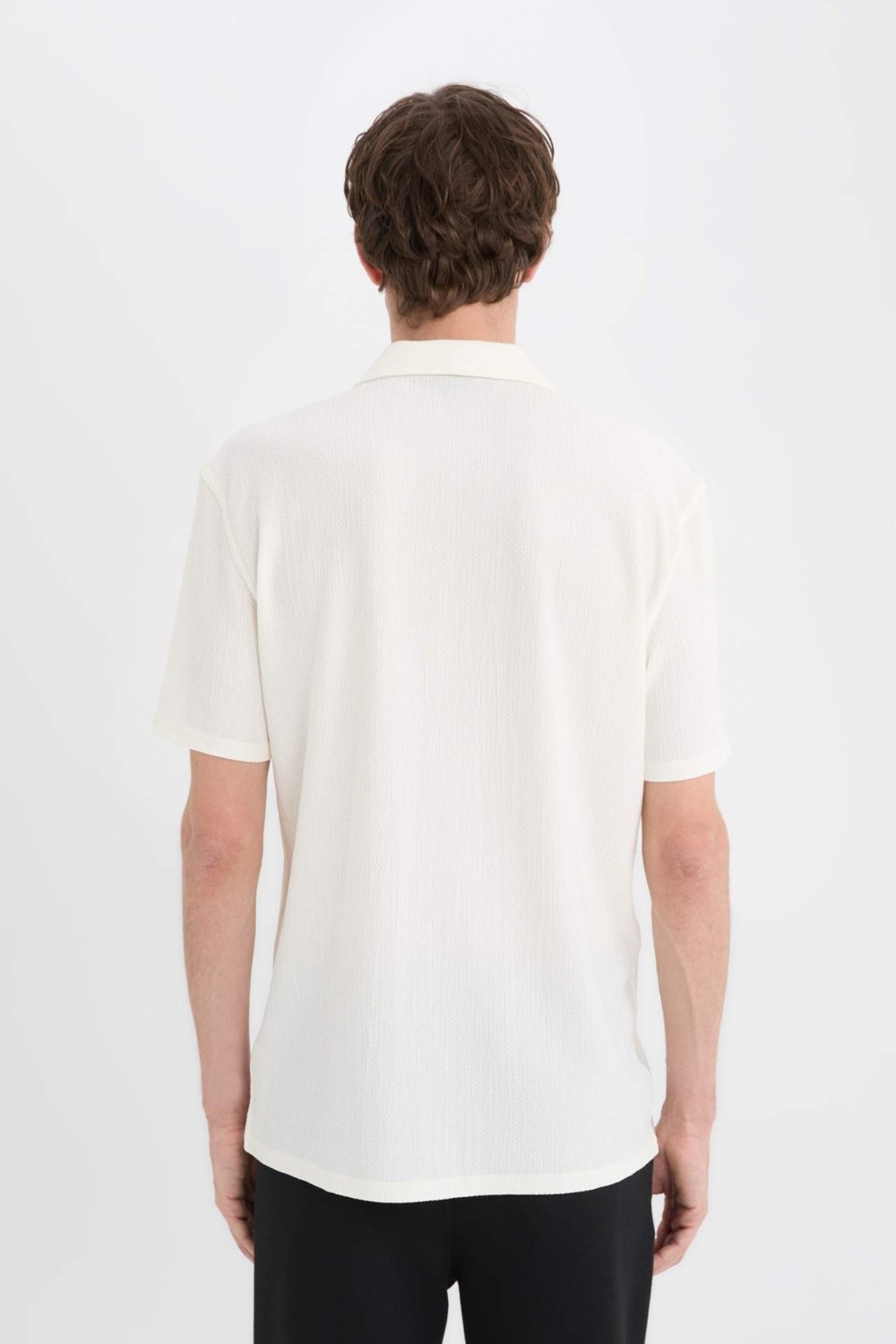 DeFacto Kırışmaz Modern Fit Polo Yaka Dokulu Penye Kısa Kollu Gömlek C4125AX25SM görsel 6