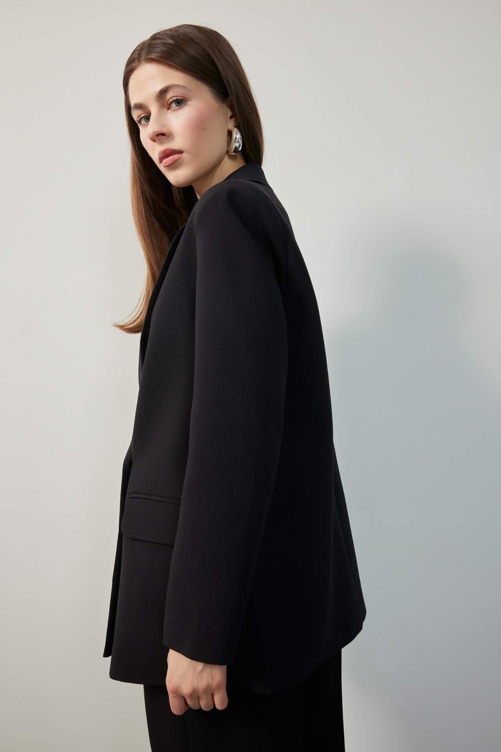 DeFacto Oversize Ceket Yaka Blazer Ceket C2457AX25SP görsel 3