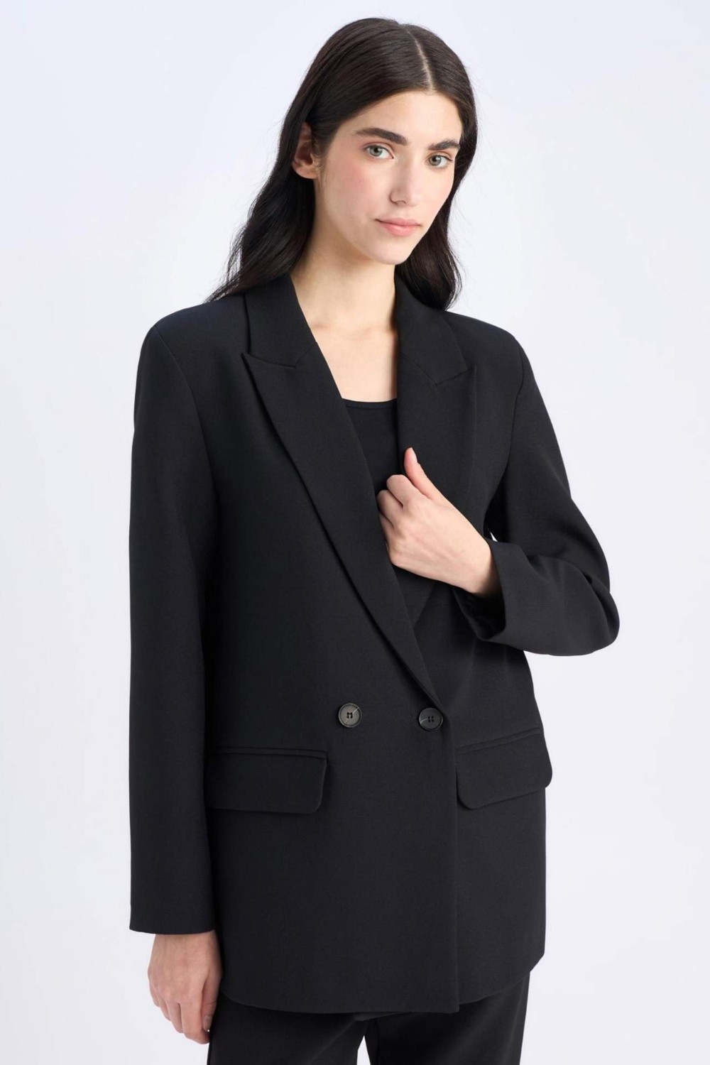 DeFacto Oversize Ceket Yaka Blazer Ceket C2457AX25SP görsel 4