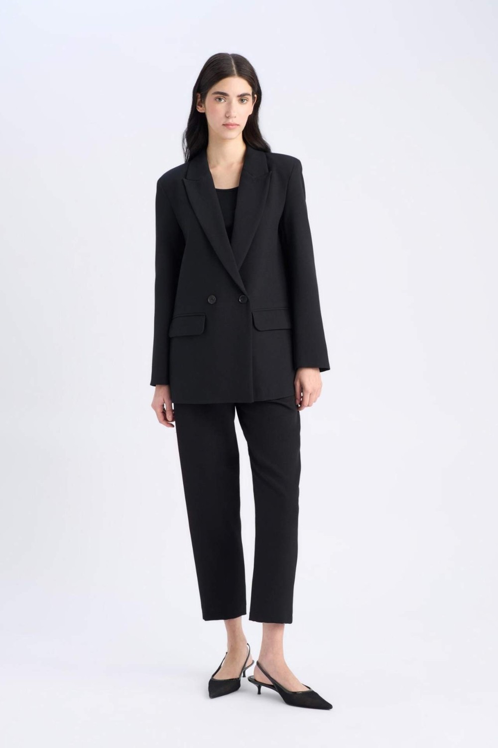 DeFacto Oversize Ceket Yaka Blazer Ceket C2457AX25SP görsel 5