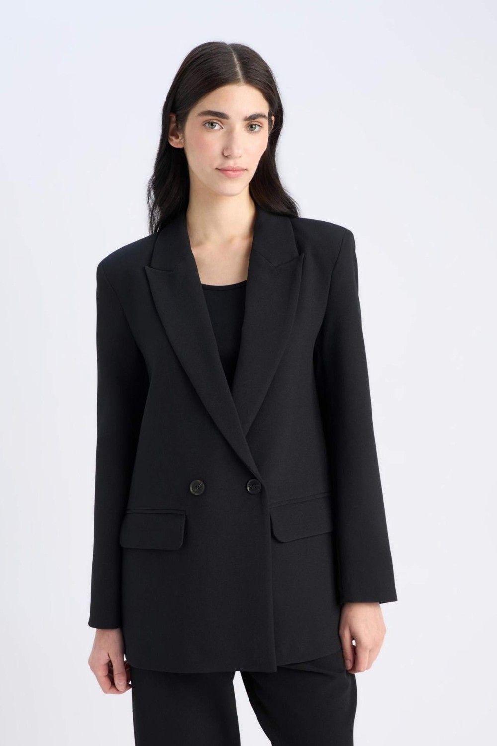 DeFacto Oversize Ceket Yaka Blazer Ceket C2457AX25SP görsel 6