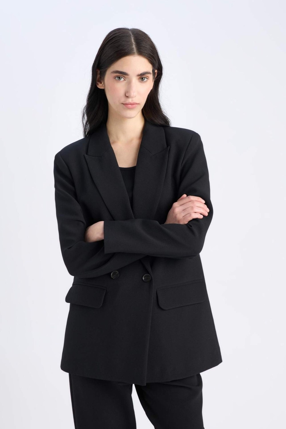 DeFacto Oversize Ceket Yaka Blazer Ceket C2457AX25SP görsel 7