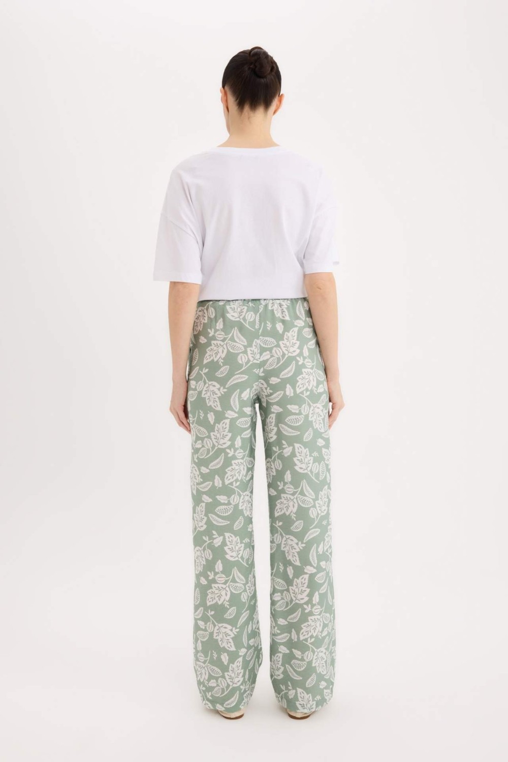 DeFacto Wide Leg Geniş Bol Paça Desenli Yüksek Bel Pantolon C4042AX25SP görsel 6