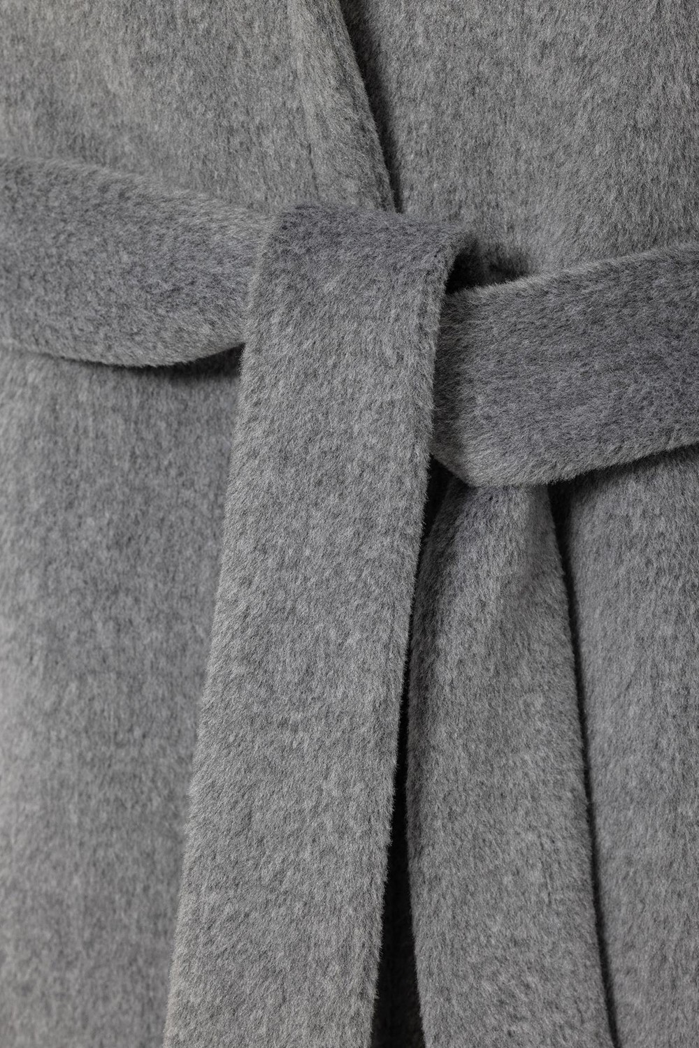 Olcay Exclusive Çıt Çıt Kapamalı Belden Bağlamalı Kaban Açık Gri Polyester Karışımlı Düz Desenli Kadın görsel 2