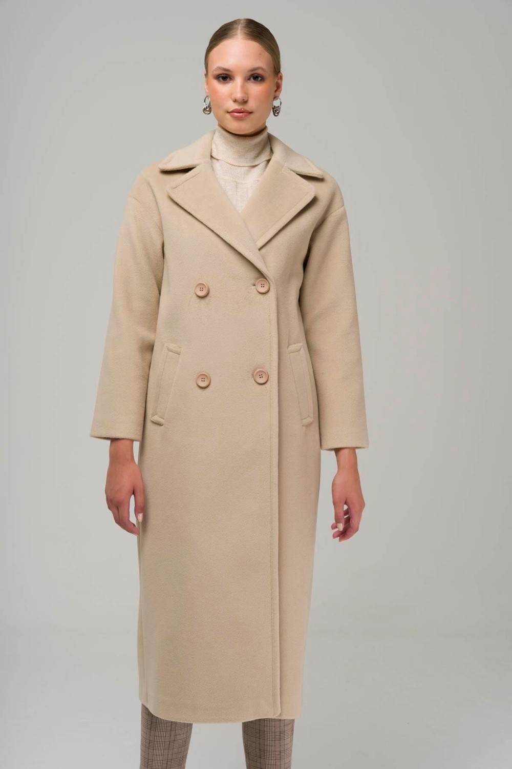 Olcay Kruvaze Ara Boy Oversize Kaban Bej 3860-Y görsel 2