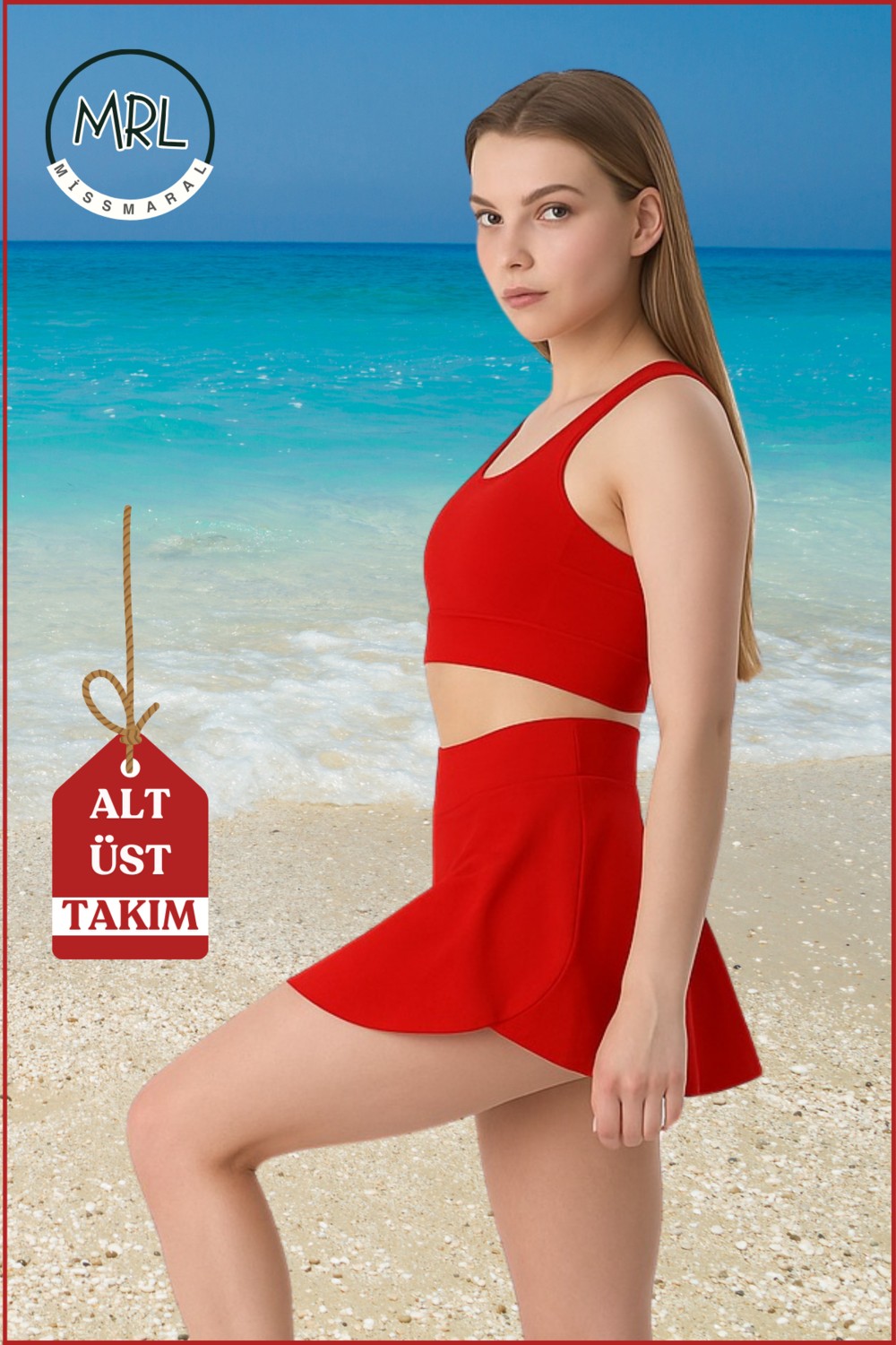 Miss Maral Kadın Siyah Alt-Üst Takım Şort & Sabit Pedli Üst Crop Denizde Havuzda Sporda Swimsuit TAKIM33107
