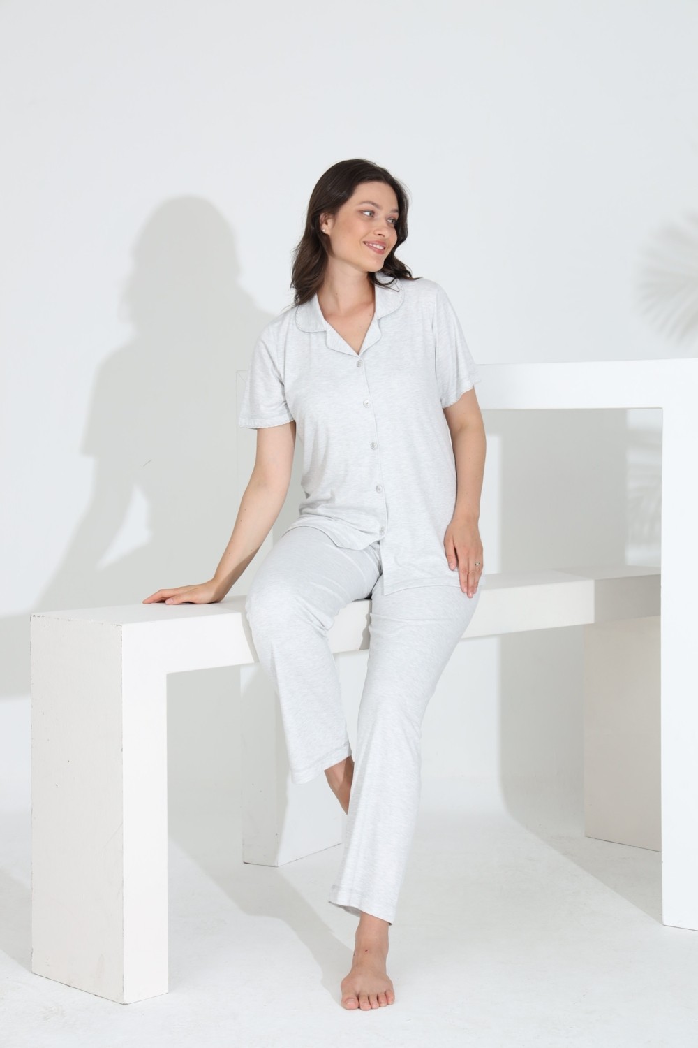 Etoile Bambu Boydan Düğmeli Hamile Lohusa Pijama Takım 30201Y-30205Y görsel 2