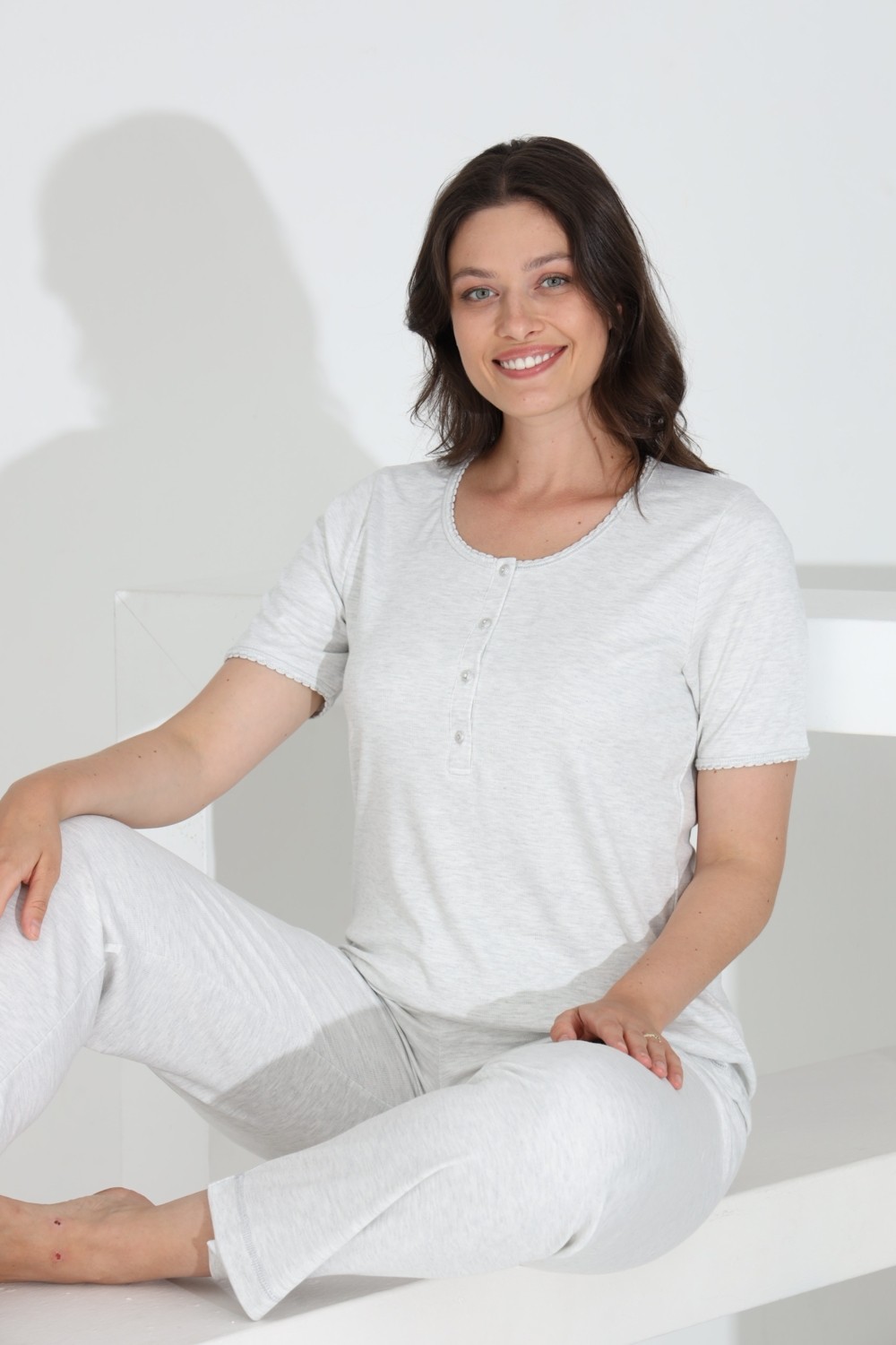 Etoile Bambu Kısa Kol Hamile Lohusa Pijama Takım 30241Y-30245Y görsel 4