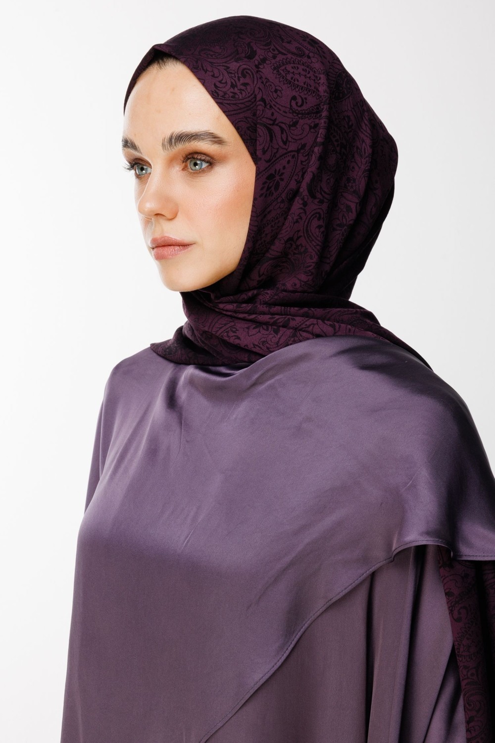 Mooncorn Velora Desen Çift Taraflı Şal Mor-Siyah görsel 3