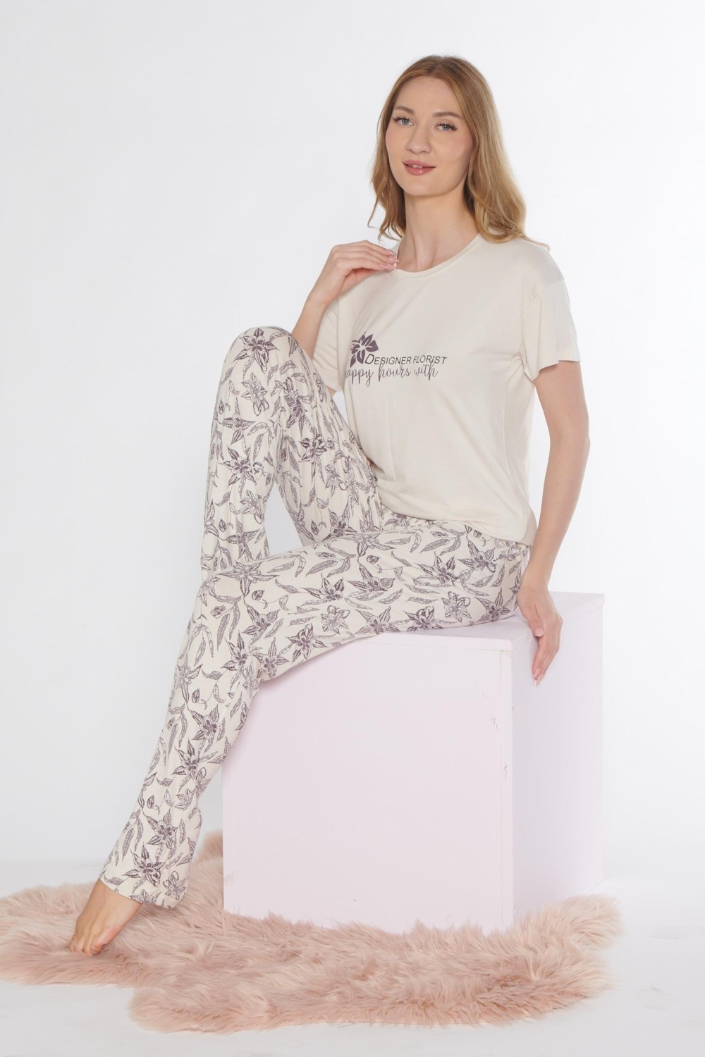 Flz Kısa Kol Viskon Pijama Takımı Flz 88-118 görsel 2