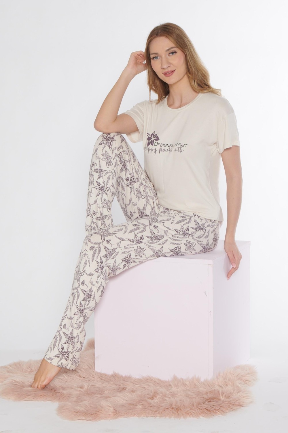 Flz Kısa Kol Viskon Pijama Takımı Flz 88-118 görsel 3