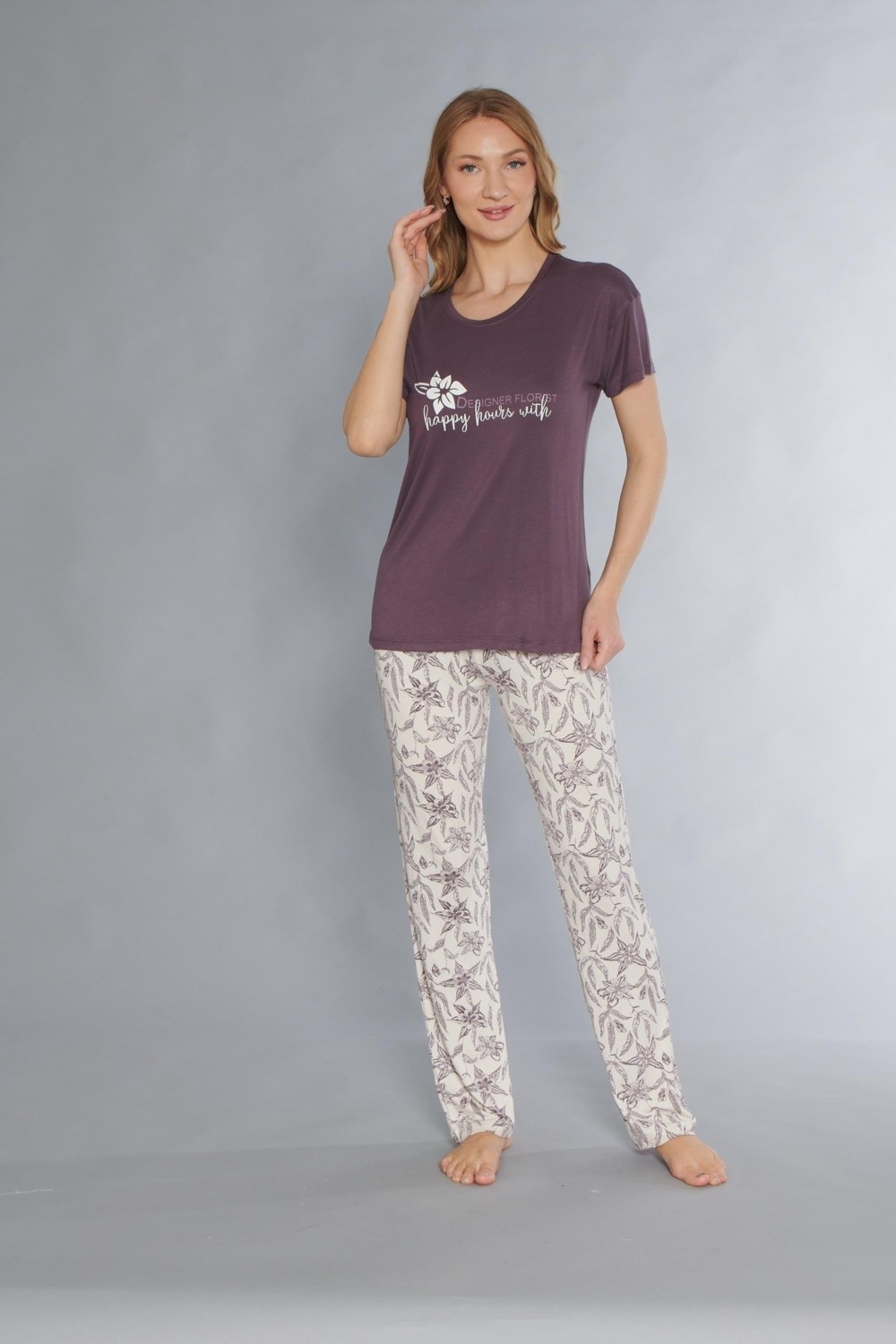 Flz Kısa Kol Viskon Pijama Takımı Flz 88-118 görsel 4