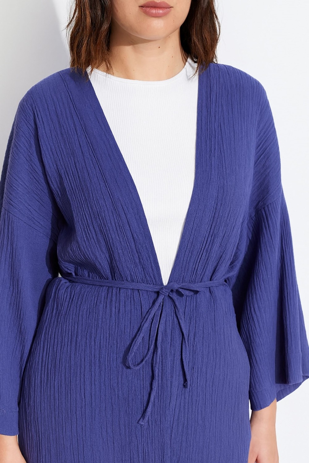 Kübra tekstil Kadın Modern Rahat Kesim Kuşaklı Hafif Kumaş Kimono, Şık ve Zamansız Tasarım görsel 3