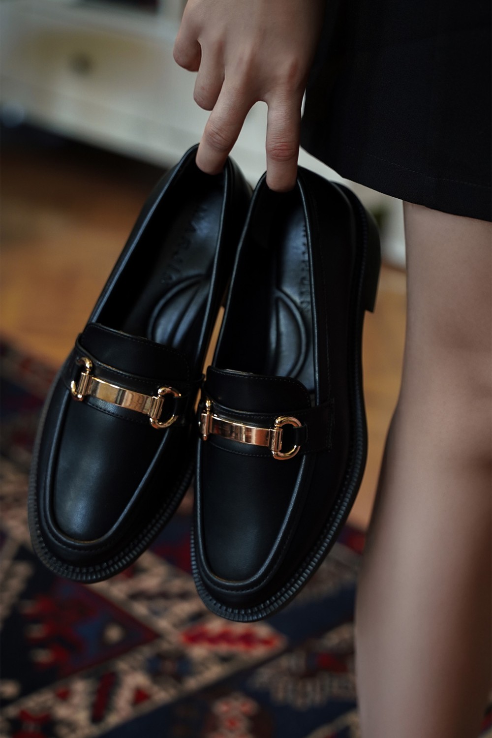Marjin Kadın Loafer Makosen Casual Tokalı Günlük Ayakkabı Tonyas Siyah görsel 8