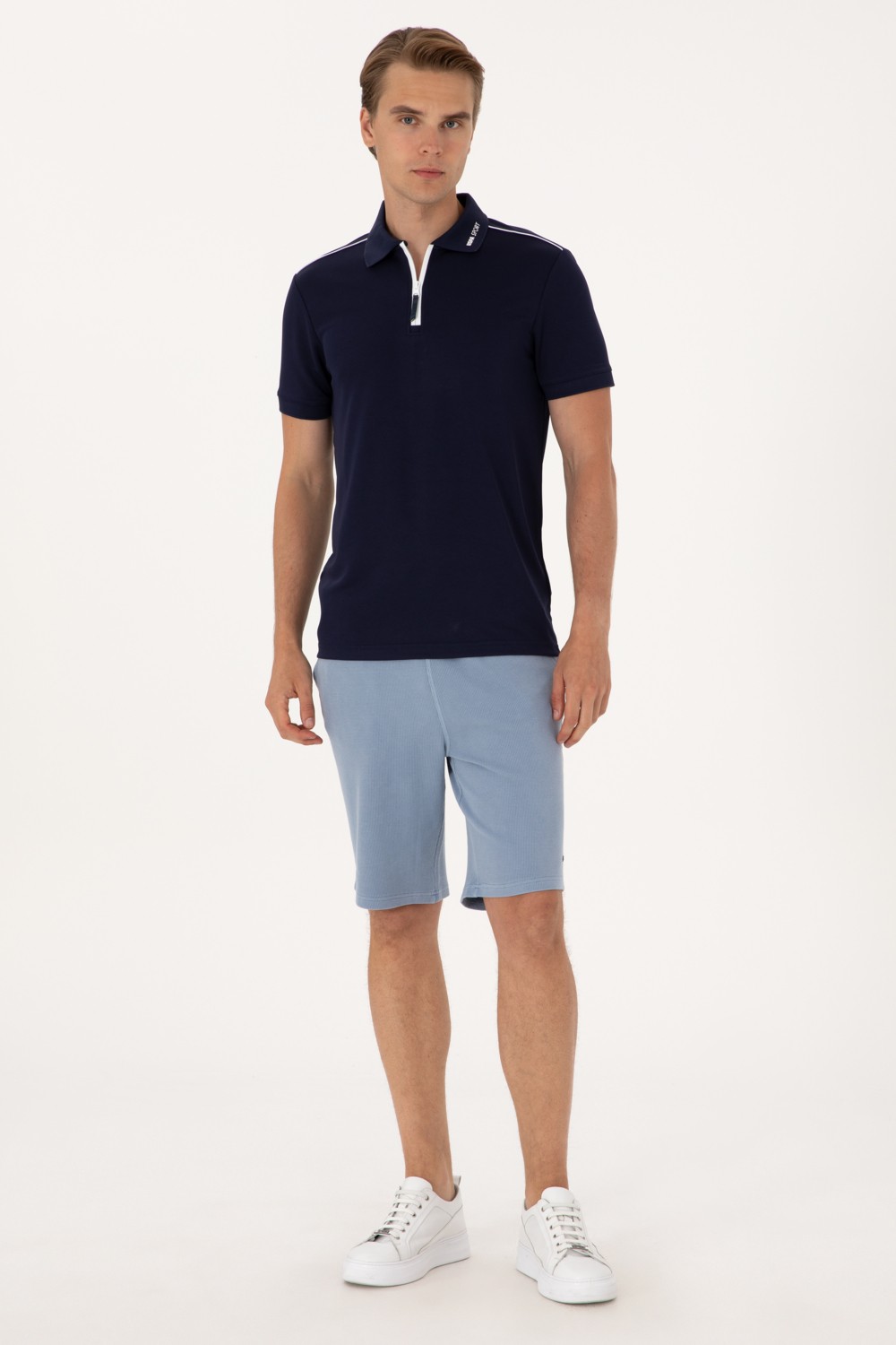 U.S. Polo Assn. Erkek Mavi Örme Şort 50298082-VR036 görsel 7