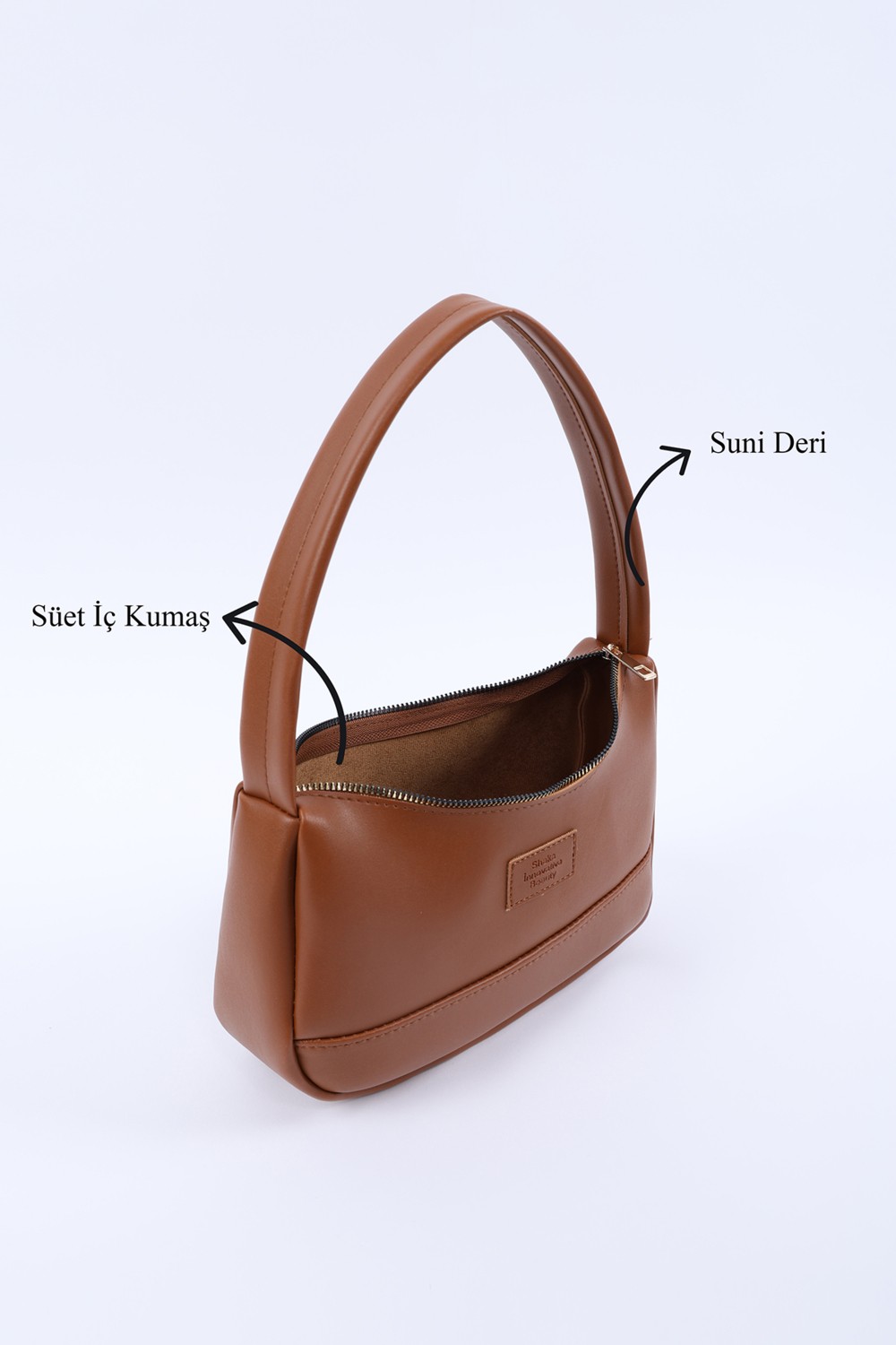 SHAKA Bordo SHK229 Suni Deri , Fermuarlı Tek Bölmeli , Baget Model El, Kol ve Omuz Çantası görsel 5