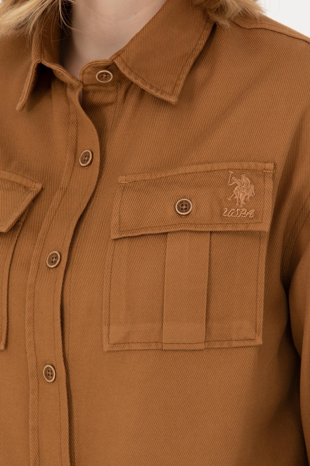 U.S. Polo Assn. Kadın Coconut Uzun Kollu Gömlek 50271427-VR153 görsel 7