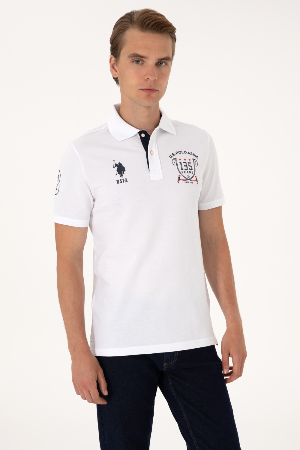 U.S. Polo Assn. Erkek Regular Fit Beyaz Polo Yaka Tişört 50299667-VR013