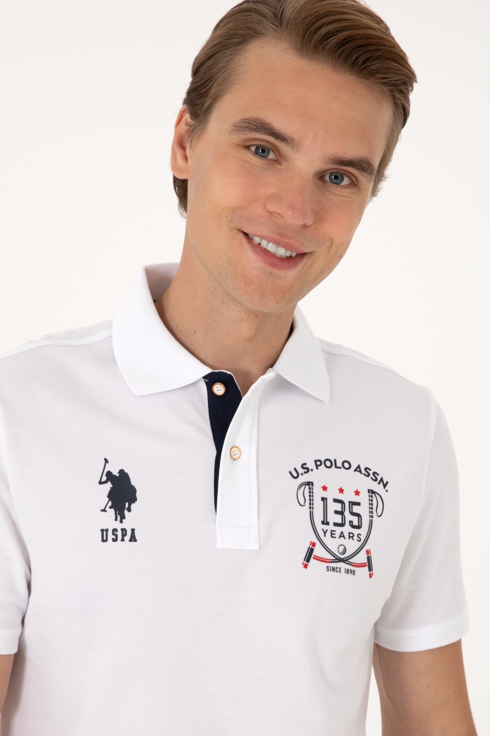 U.S. Polo Assn. Erkek Regular Fit Beyaz Polo Yaka Tişört 50299667-VR013 görsel 2