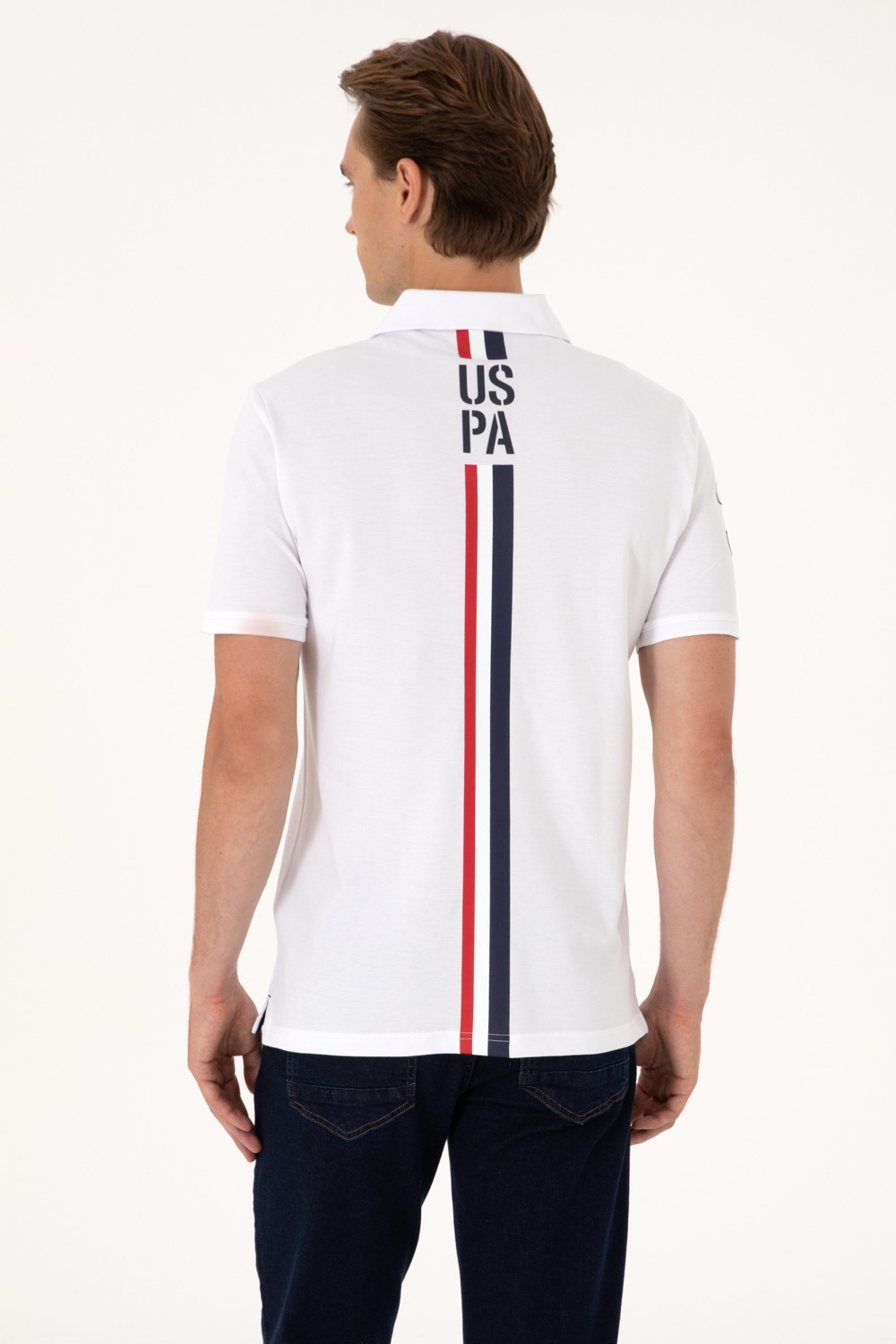 U.S. Polo Assn. Erkek Regular Fit Beyaz Polo Yaka Tişört 50299667-VR013 görsel 5