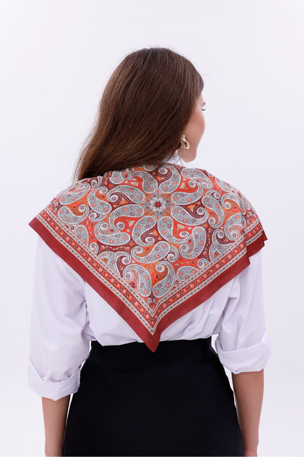 Tarzını Seç Doğu Esintisi Model Fular Bandana Şal Estascarf 70X70 cm görsel 6