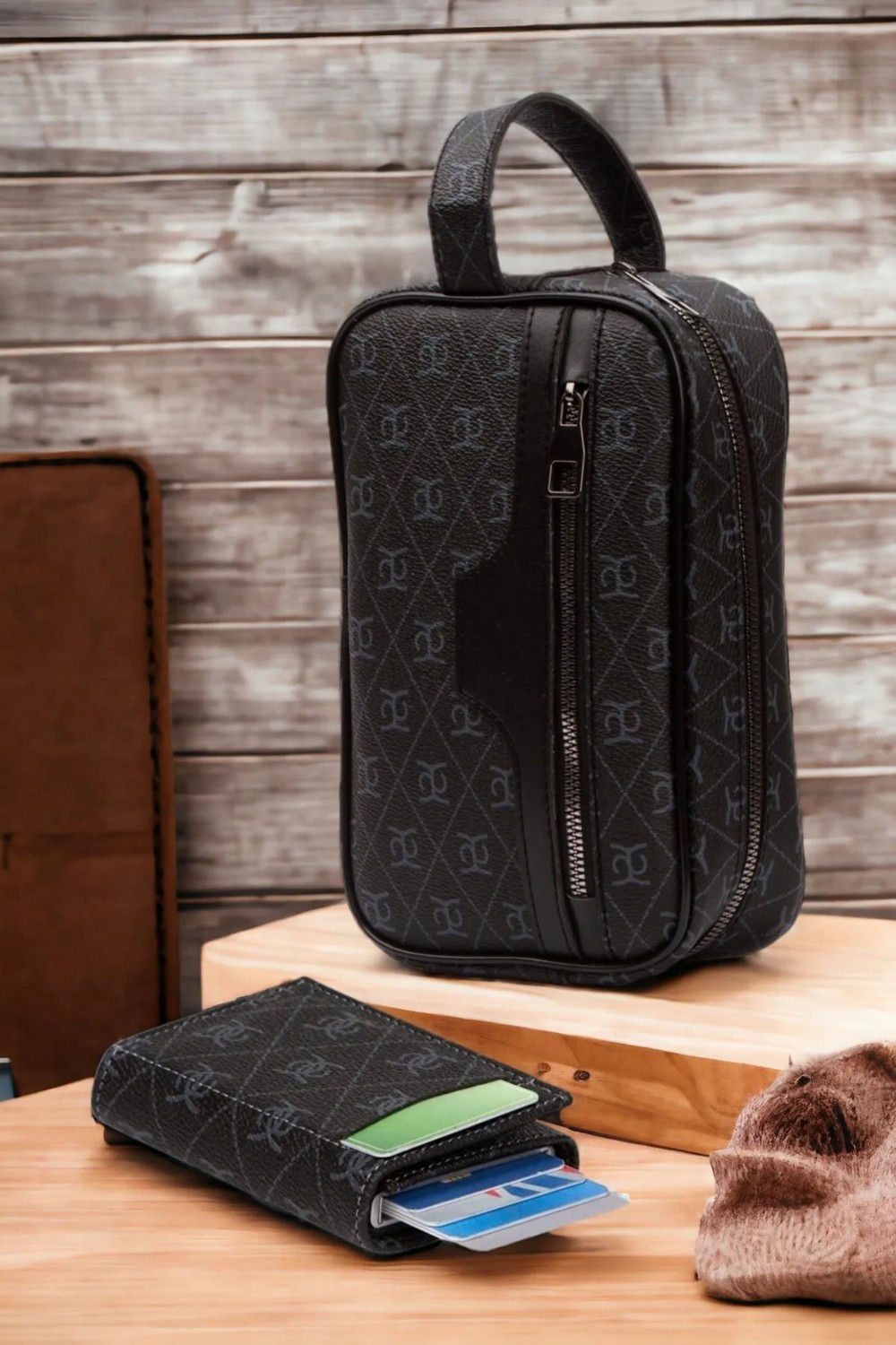 Newish Polo Erkek Deri Portföy Clutch Traş Kozmetik Bakım Ve Günlük El Çantası (14X24CM) newpolo171 - Siyah