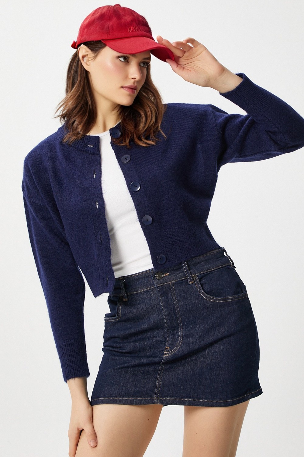 Ritnice Kadın Tilia Crop Füme Örgü Hırka