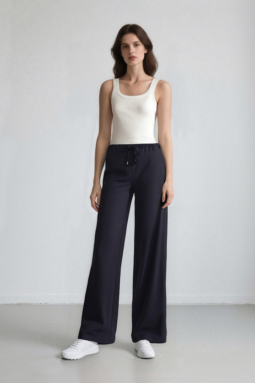 DeFacto Wide Leg Geniş Paça Beli Lastikli Bağcıklı Basic Düz Palazzo Pantolon C5628AX25SP
